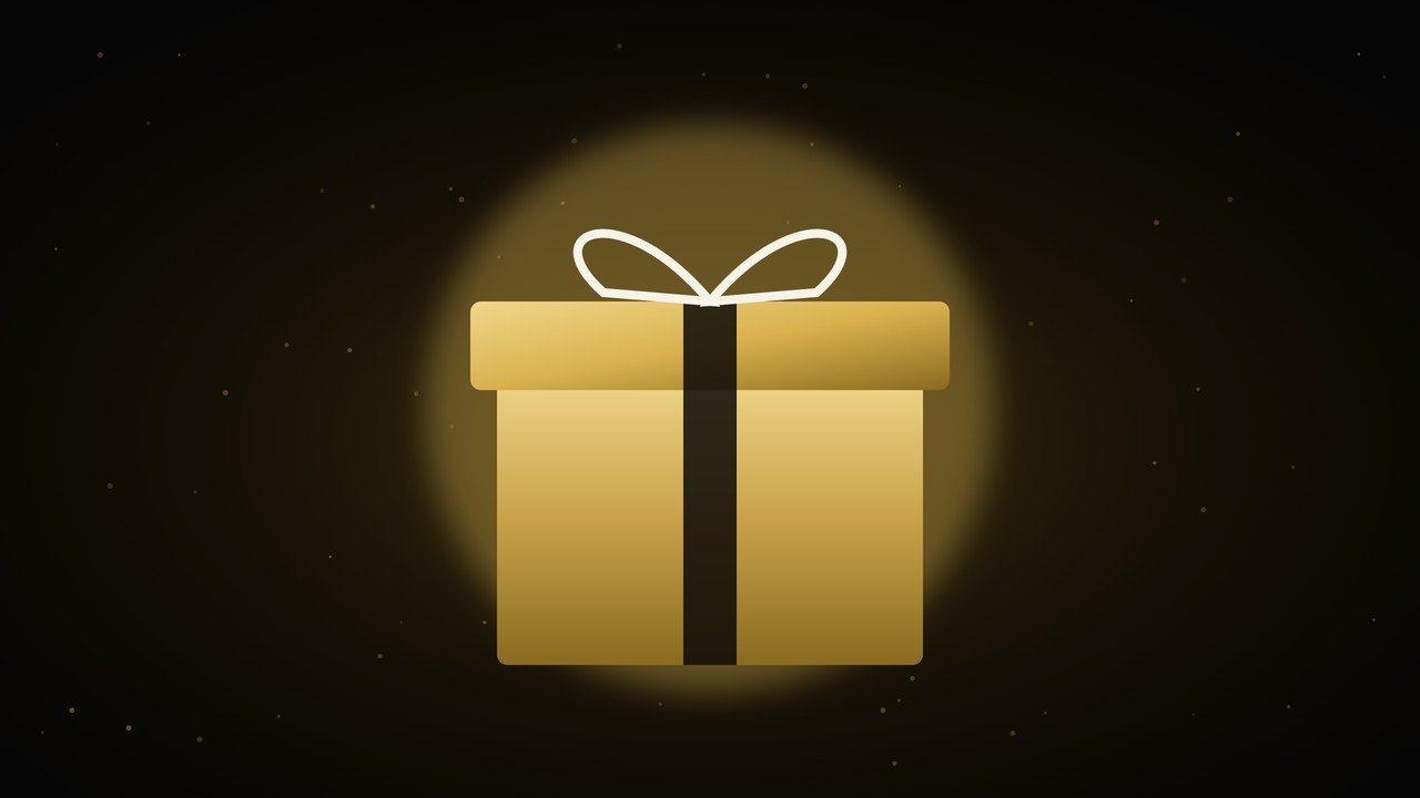 A glowing gold gift box, a free lead magnet offered in exchange for an email
