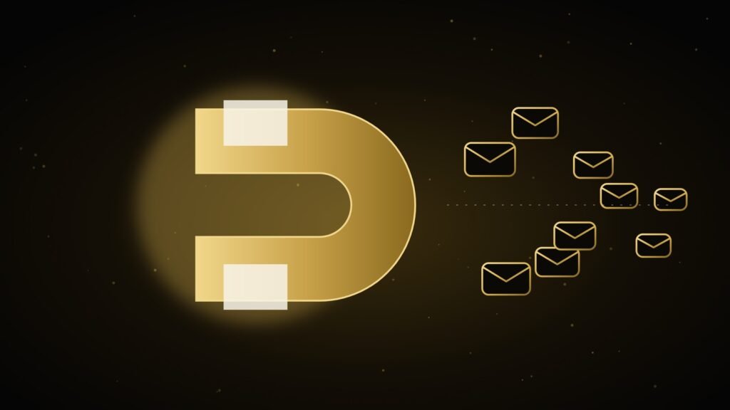 A gold magnet attracting envelopes, how to build an email list from zero